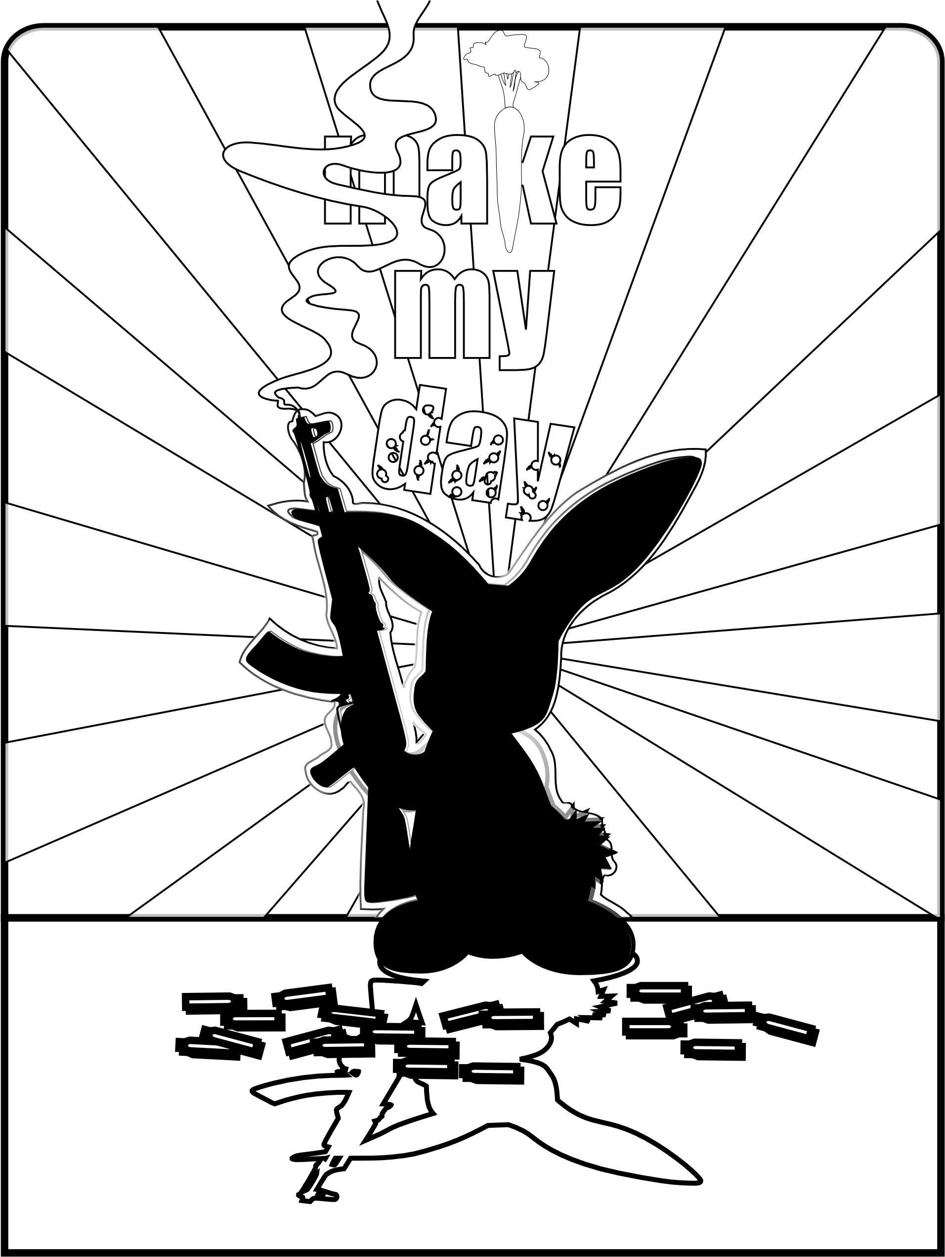Rabbit Gun Black White Line Easter 1979px 591 - Rabbit (1979x2808), Png Download