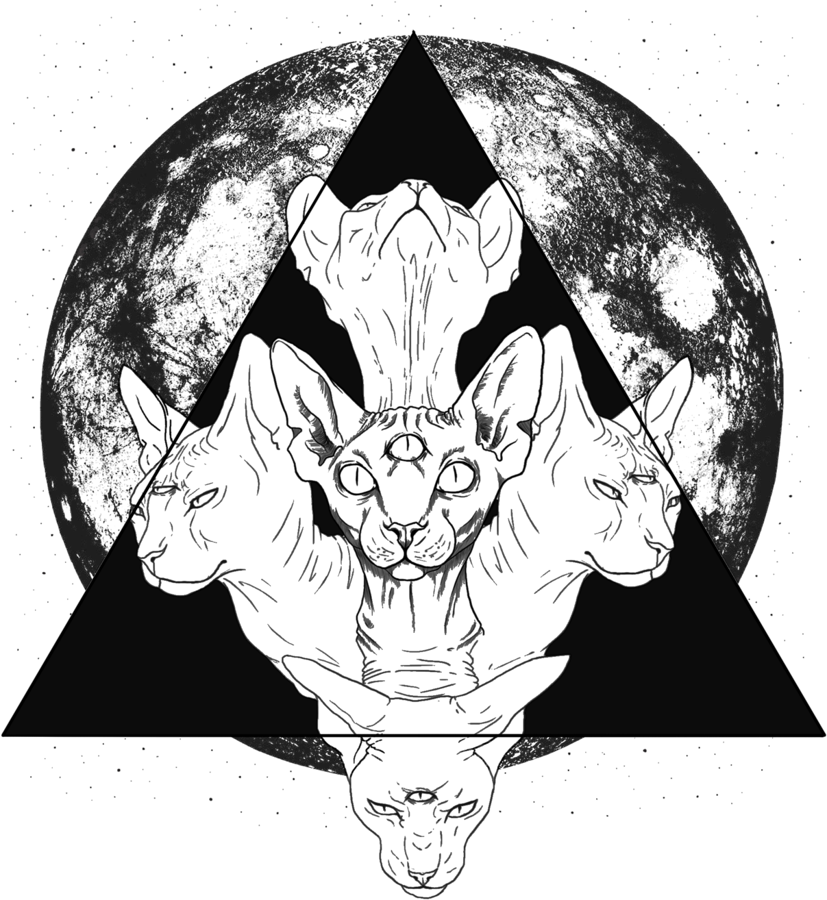 Sphynx Cat Sphynx Cat Geometric Black And White Redbubble - 2019 Moon Calendar Art (1280x1385), Png Download