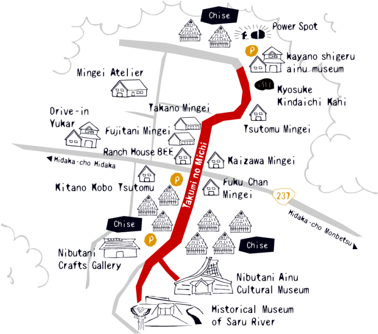Map Of Nibutani From Nibutani Ainu - Diagram (768x684), Png Download
