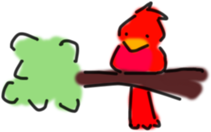 Graphic Black And White Little Red On A Tree By Roodoki - Cartoon Red Bird On A Tree (920x421), Png Download
