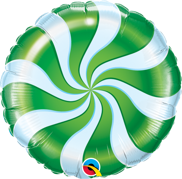 Candy Swirl Green Mylar Balloon - Balloon Candy Png (600x592), Png Download