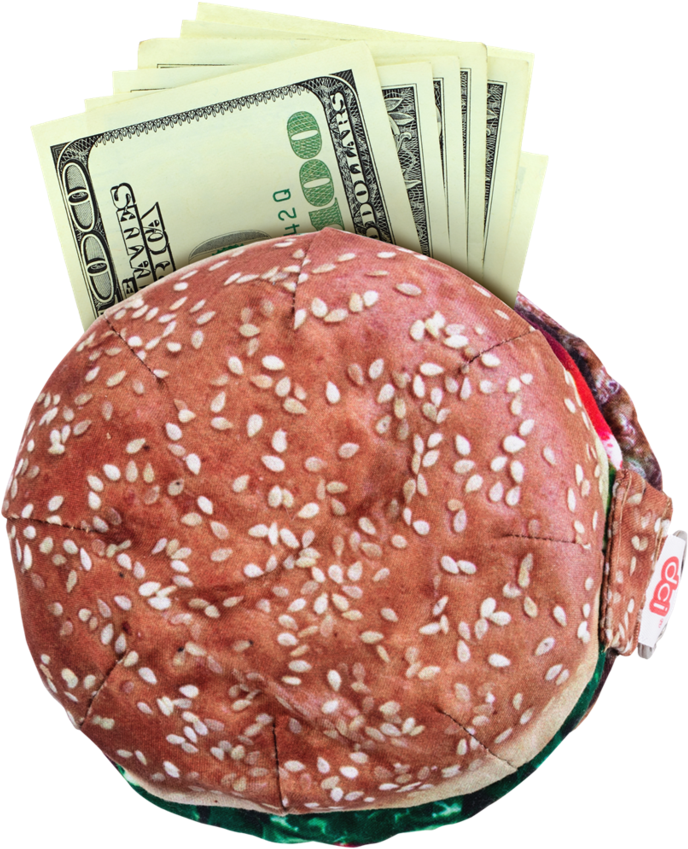 Yummypocket Hamburger With Dollar Bills - Cute Glitter Animal Stationery (1024x1024), Png Download