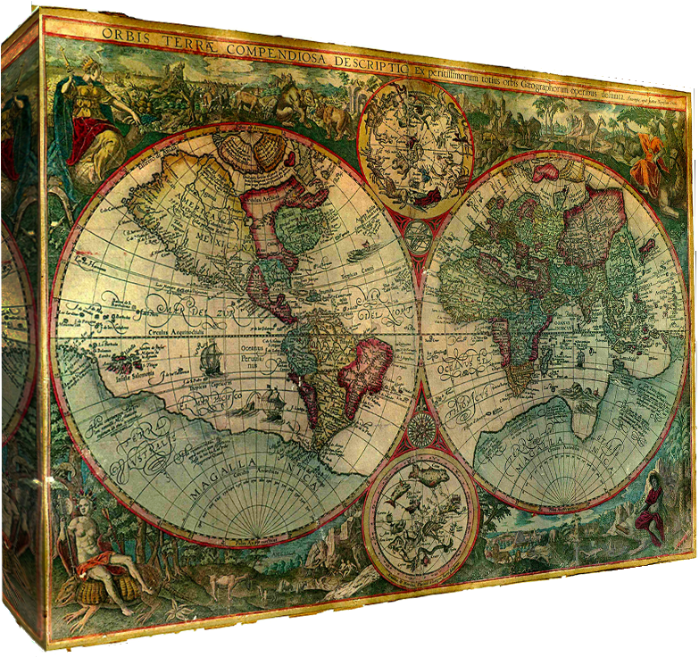 Details About Old World Atlas Latin Maps Flags Single - Great Travellers Of The World (1100x765), Png Download