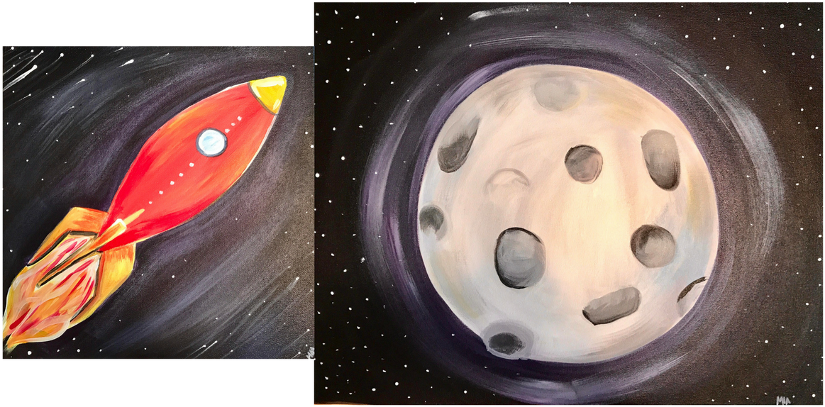 Rocket & Moon Man - Outer Space (1200x900), Png Download