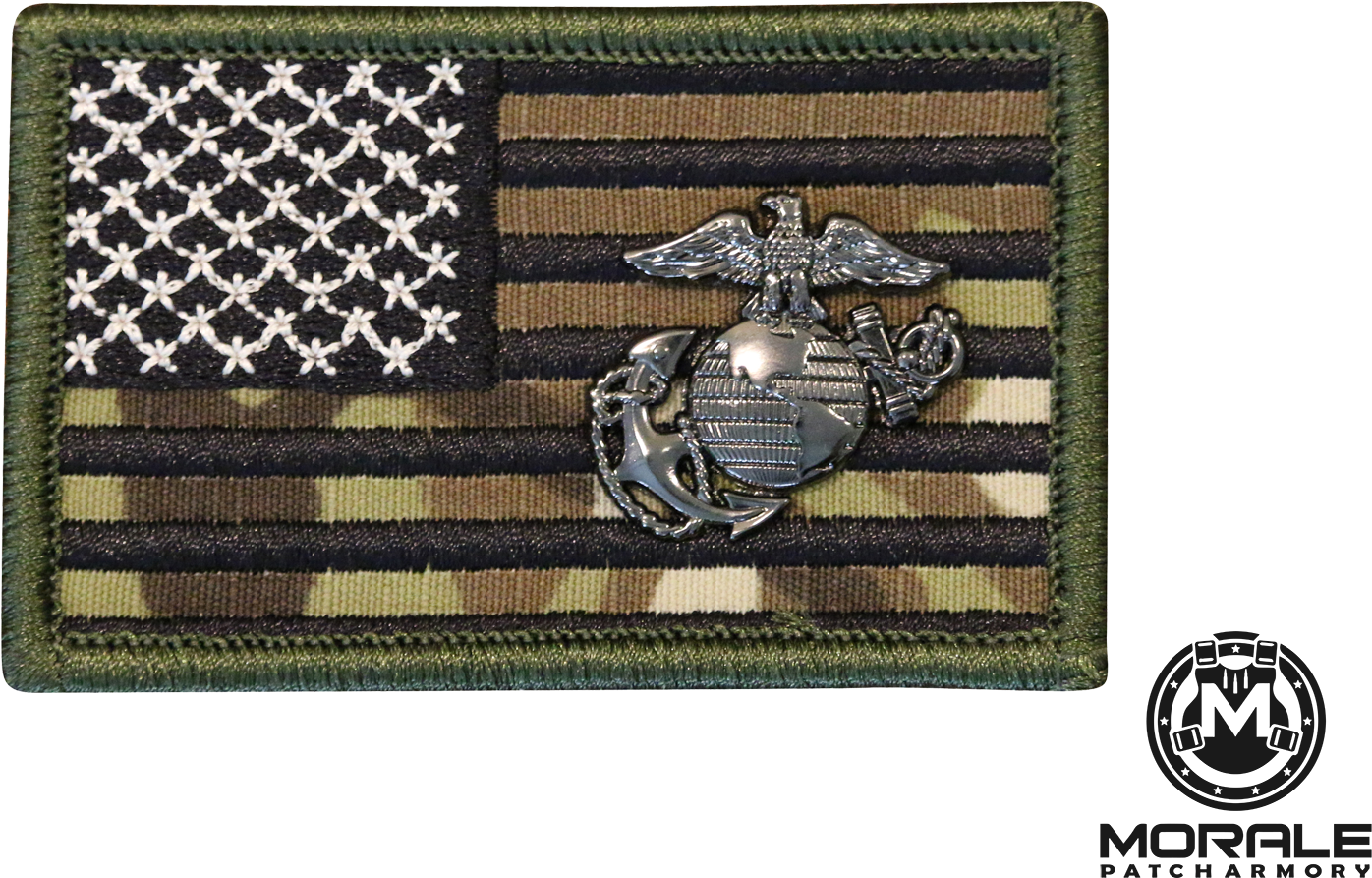Camo Flag With Marine Corps Ega - Flag Of The United States (1642x1094), Png Download