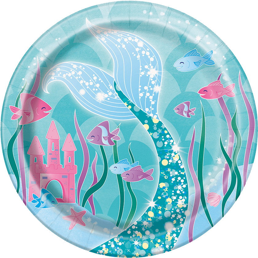 Under The Sea Mermaid Plate Small - Mermaid Party Plates (1400x1400), Png Download