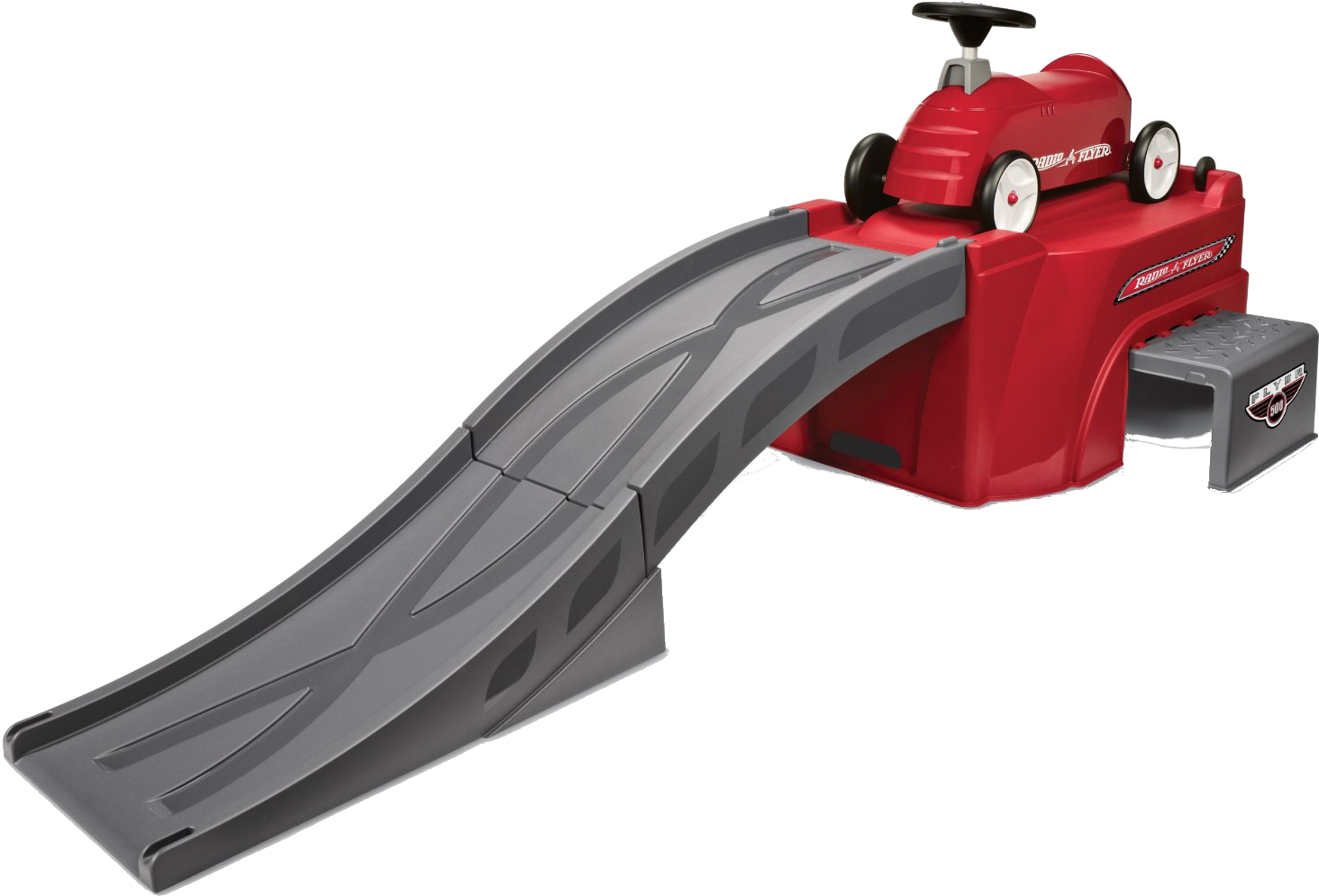 Radio Flyer 500 Race Ramp & Race Cart - Radio Flyer Ride On With Ramp (2500x1200), Png Download