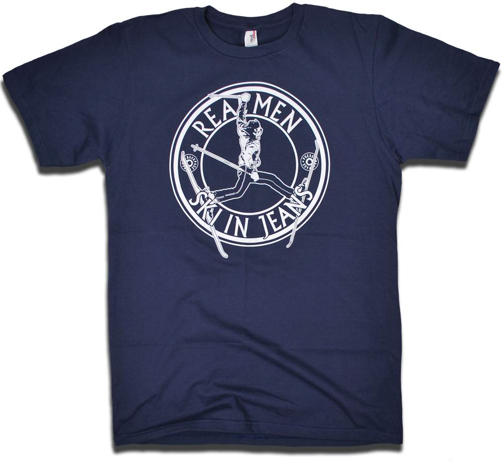 Image Of "real Men Ski In Jeans" - Active Shirt (1000x921), Png Download