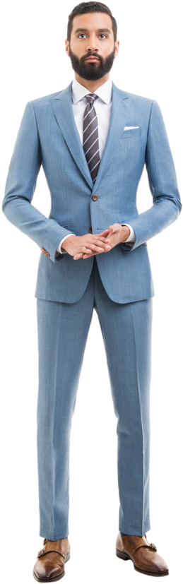 Light Blue Linen Blend Suit - Shirt For Light Blue Suit (444x888), Png Download