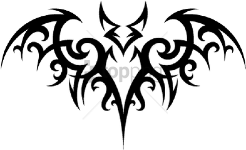 Download Bat Tattoo Png Images Background Toppng - Tribal Bat Tattoo (850x517), Png Download