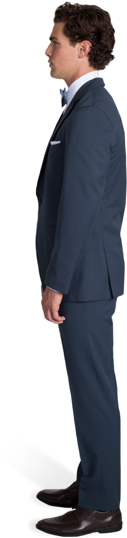 Slate Blue Notch Lapel Suit - Side Of A Tuxedo (990x1980), Png Download