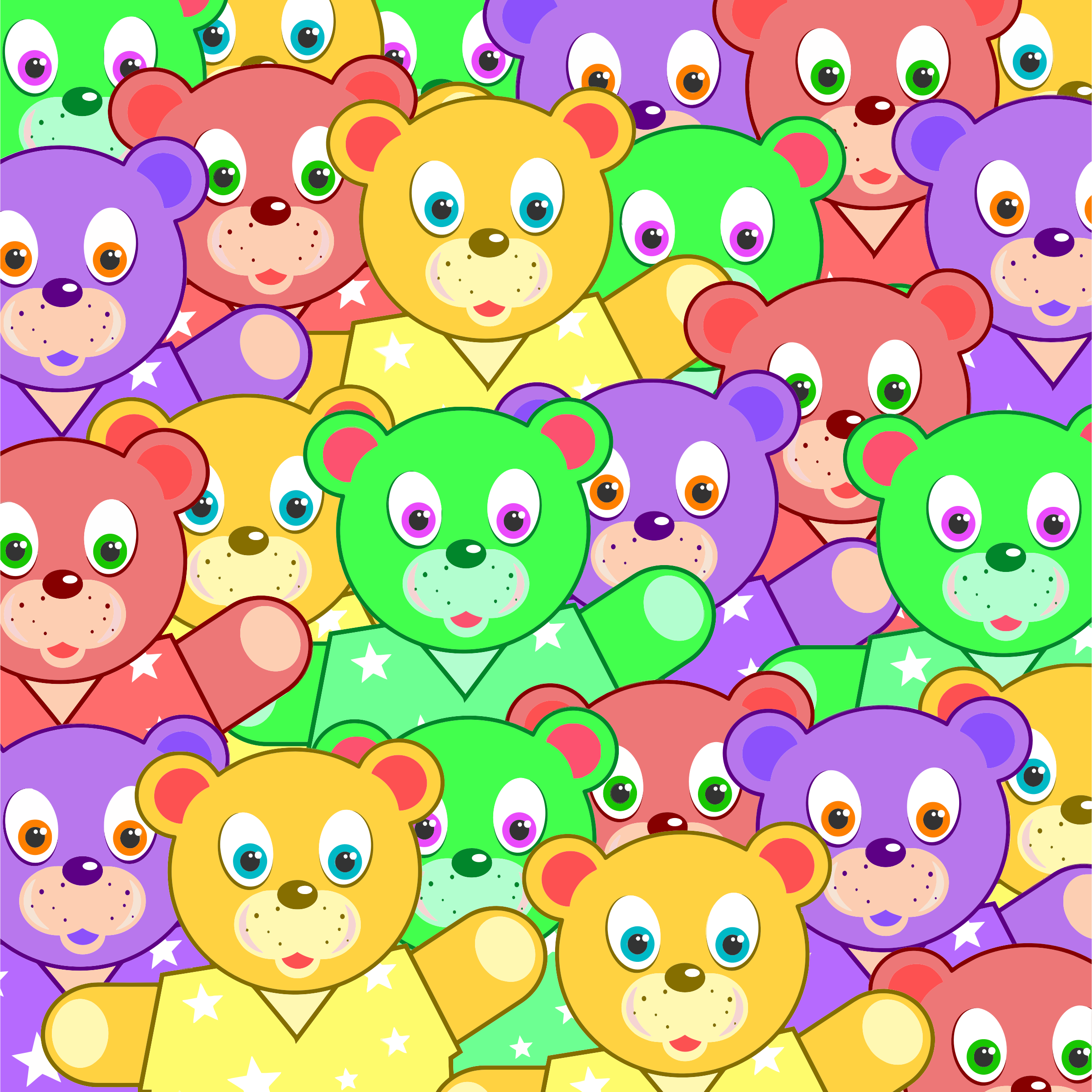 This Free Icons Png Design Of Multicolored Teddy Bears (2400x2400), Png Download
