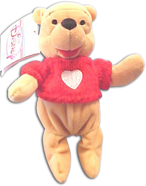 Pooh Valentine Disney Store Bean Bag Plush Toy - Teddy Bear (500x644), Png Download