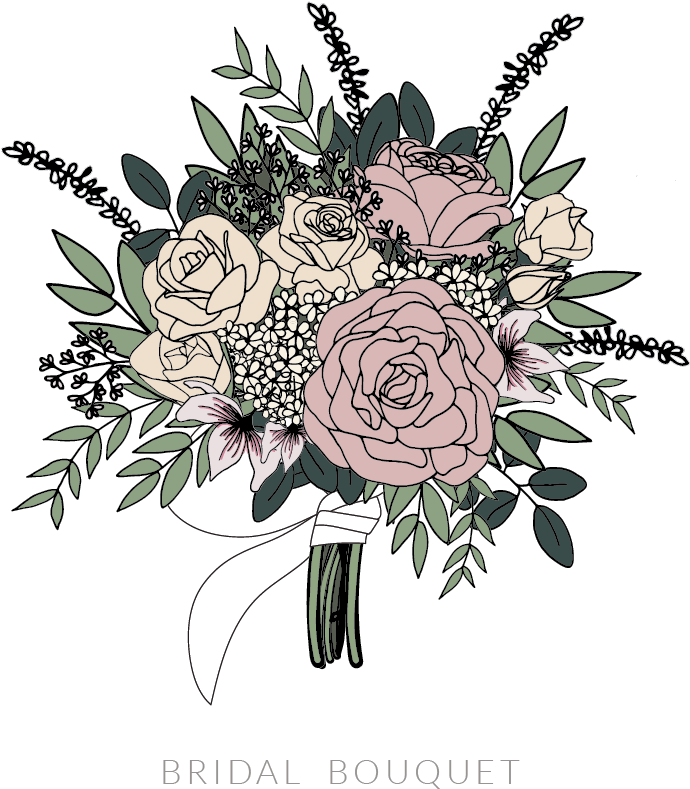 Wedding Menu Pics Words-01 - Bouquet (813x905), Png Download
