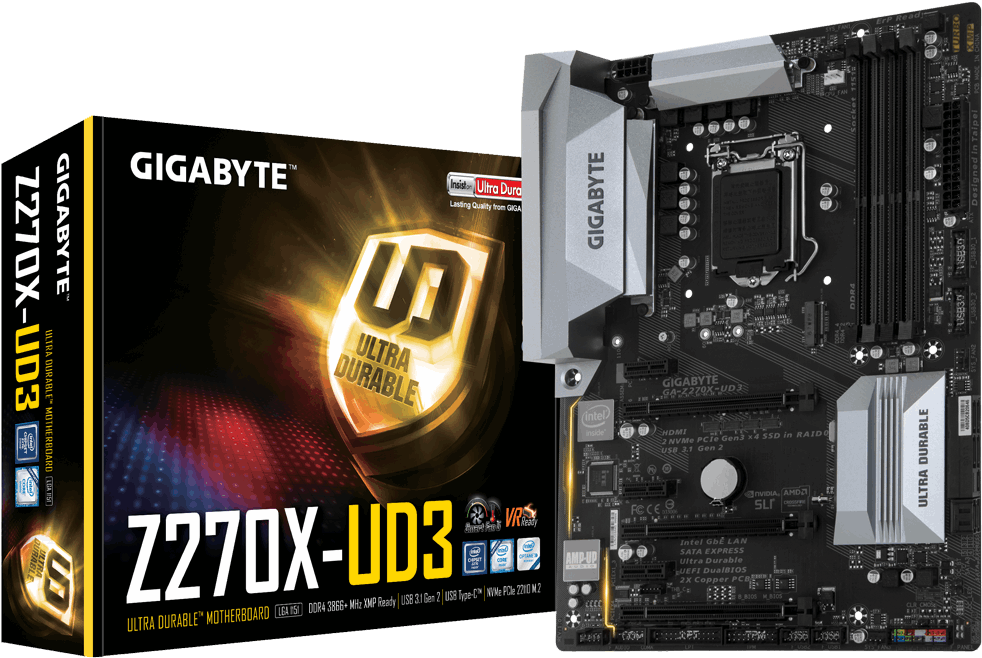 Gigabyte Ga Z270x Ud3 Atx Lga1151 Motherboard (1000x673), Png Download