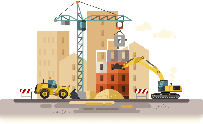 Construction Digital Marketing - Building Construction Vector Flat (850x519), Png Download