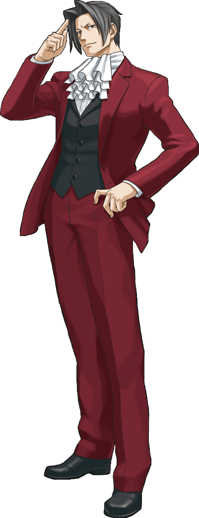 Miles Edgeworth Gk2 - Byakuya Togami And Miles Edgeworth (401x1040), Png Download