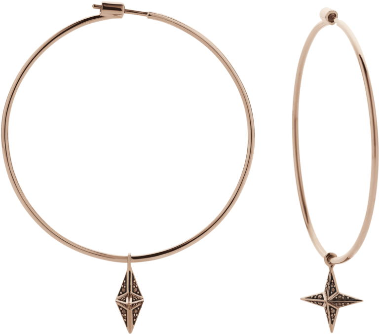 Faux Pave Star Hoop Earrings - Earrings (1024x1024), Png Download