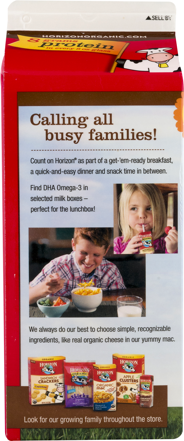 Horizon Organic Dha Omega 3 1% Low Fat Chocolate Milk, - Child (1800x1800), Png Download