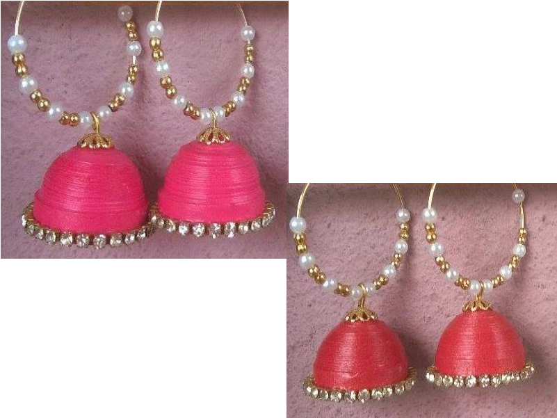 Paper Quilling Earrings Pink And Red Quilling Hanging - Body Jewelry (800x800), Png Download