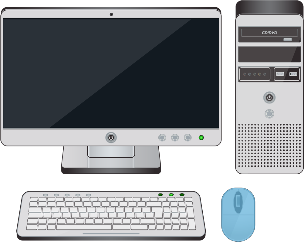 A Desktop Computer With The Mouse Highlighted In Blue - Personal Computer (1100x800), Png Download