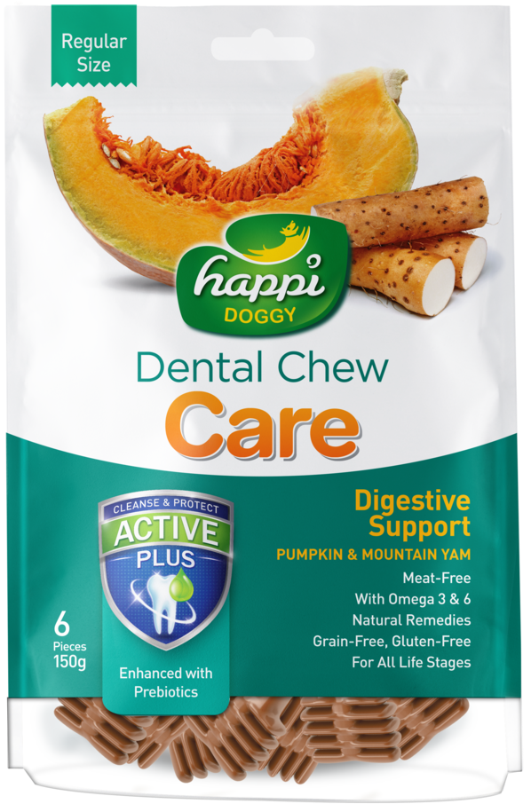 Happi Doggy Dental Chew Care Digestive Support Pumpkin - Happi Doggy Dental Chew Care (1024x1024), Png Download