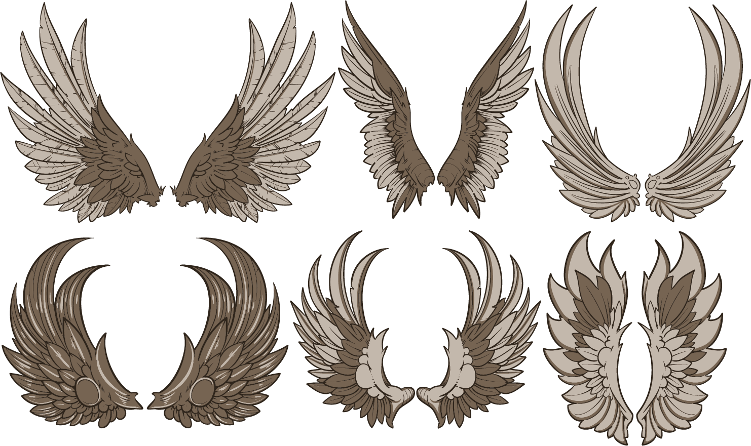 Vintage Wings Vector Set - Wings Vector Free (1482x881), Png Download