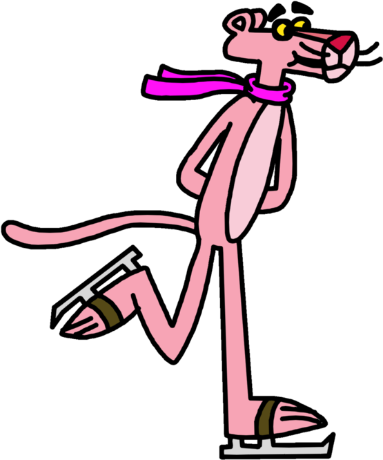 Pink Panther Doing Ice Skating By Marcospower - Panther On Ice (894x894), Png Download