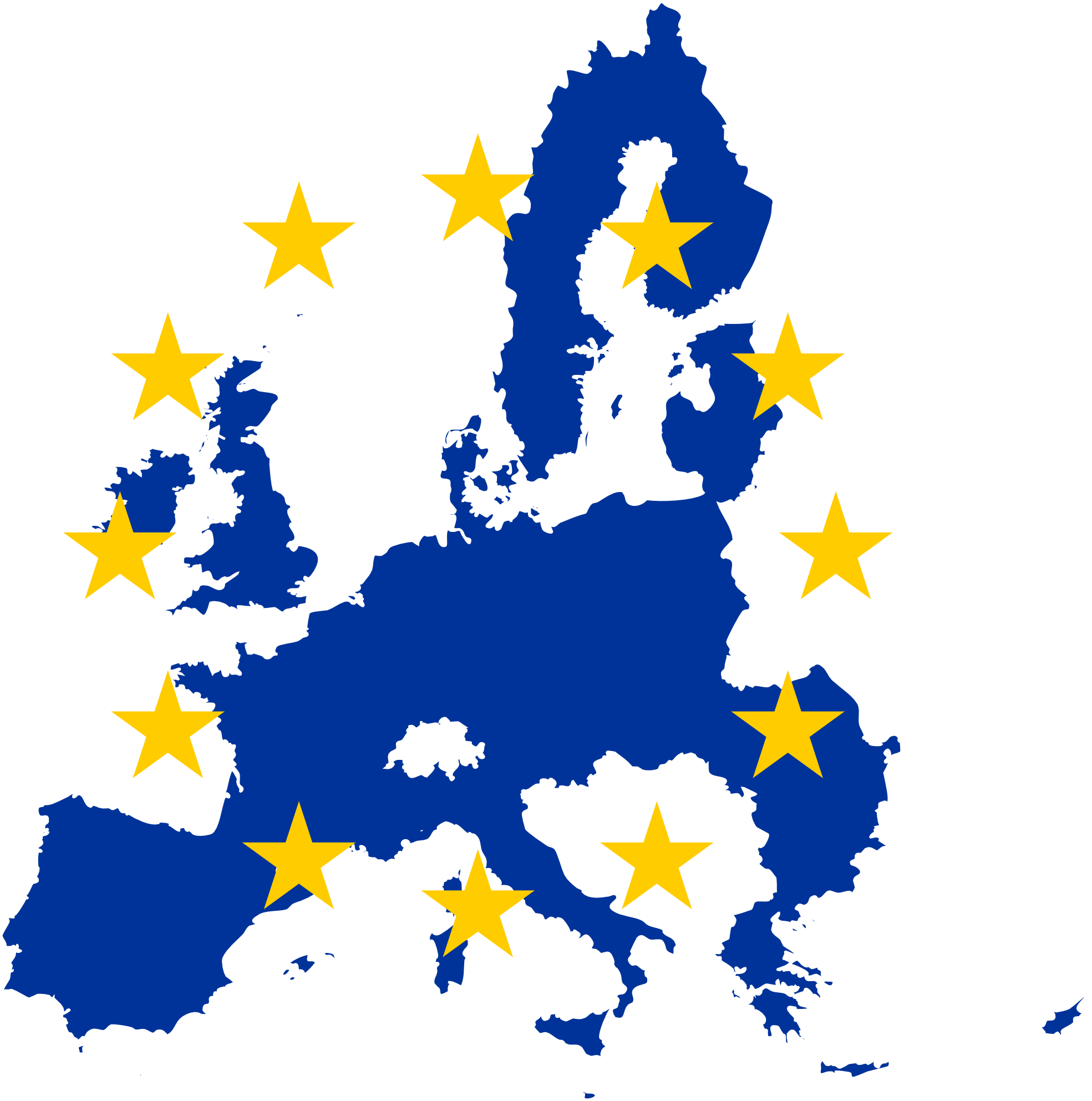 Eu Flag Map - Eu Flag On Map (1969x1985), Png Download