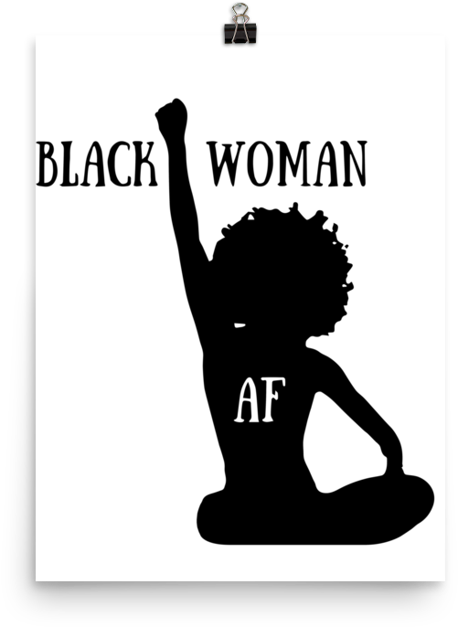 Black Woman Af - Silhouette (1000x1000), Png Download