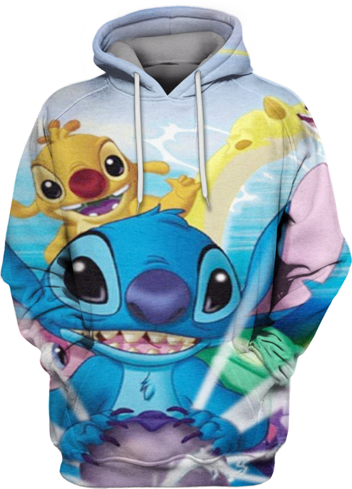 Anime Stitch Lilo Hoodie 3d - Lilo And Stitch (1045x1044), Png Download