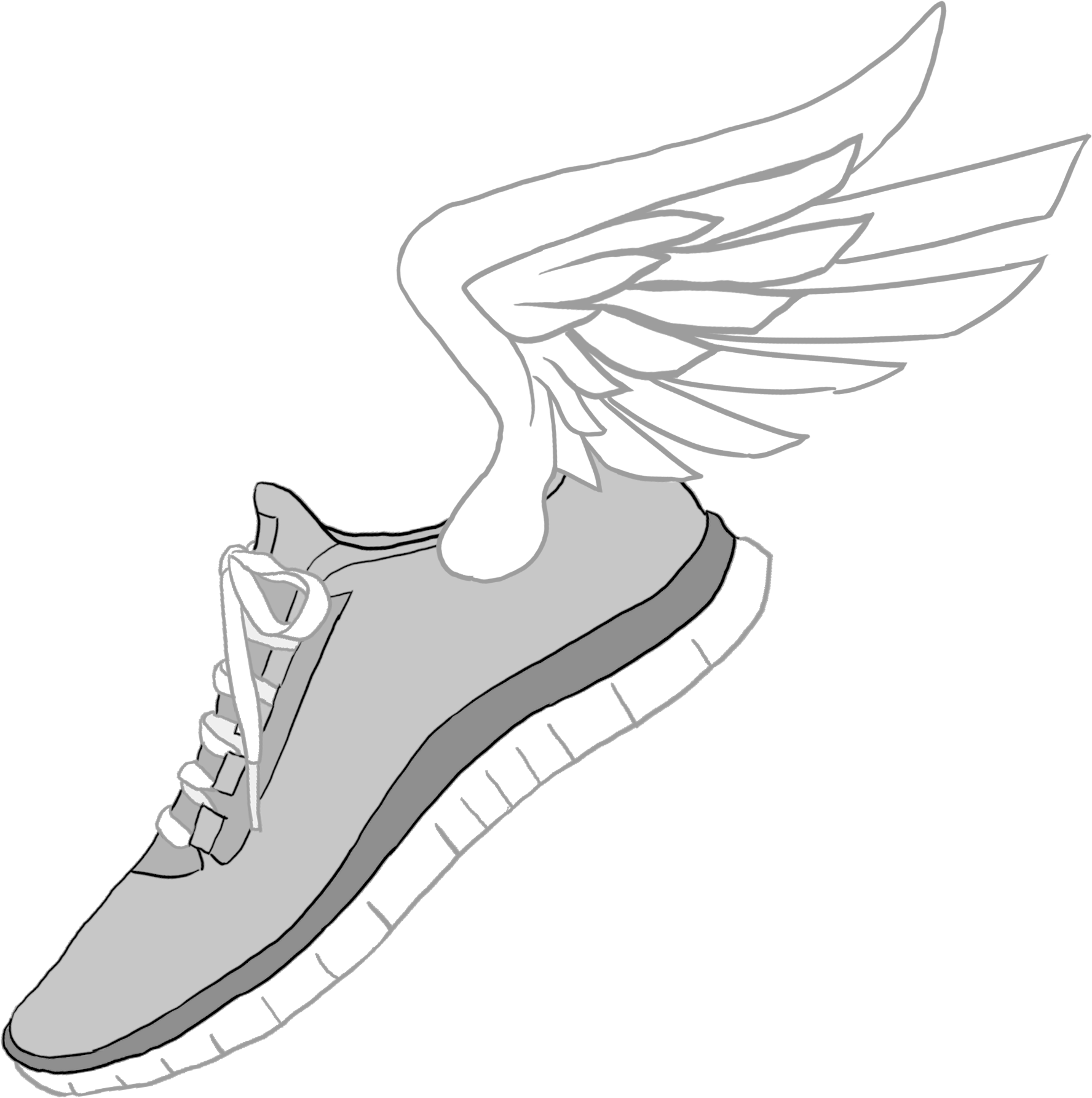 shoe with wings drawing