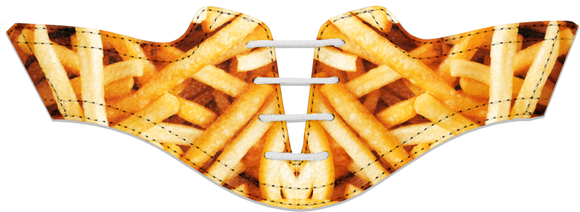 Women's French Fry Saddles With White Laces - French Fries (1200x416), Png Download