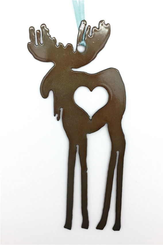 Patina Metal Moose Heart Ornament - Reindeer (850x850), Png Download
