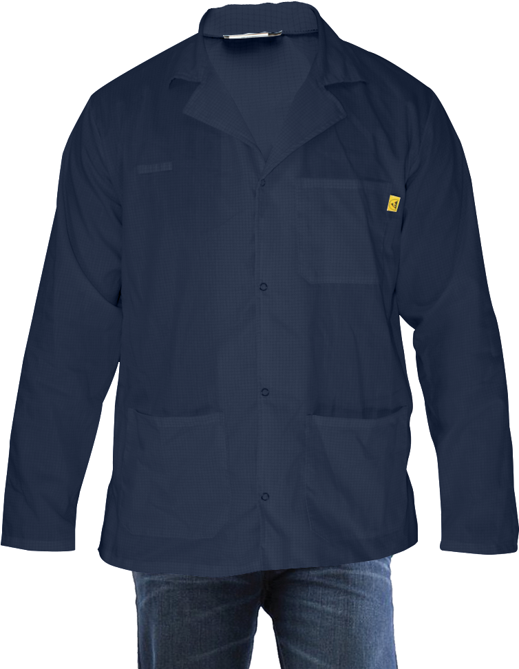 Estatec Blue Poly/cotton Esd Lab Coat With Snap Cuffs - Pocket (1000x1000), Png Download