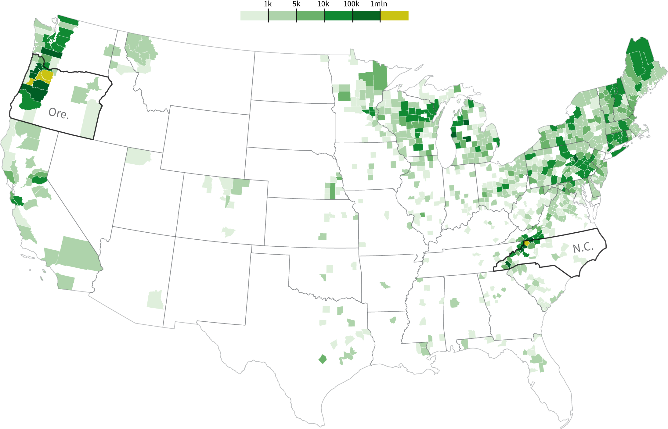 The Majority Of American Christmas Trees Are Grown - Atlas (2220x1489), Png Download
