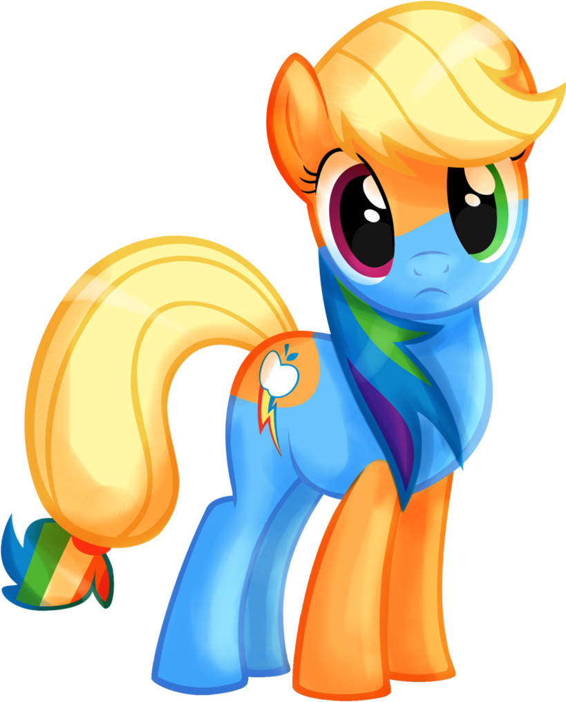 Goldennove, Fusion, Rainbow Dash, Safe, Solo, Sparkles - Rainbow Dash And Applejack Fusion (818x1024), Png Download
