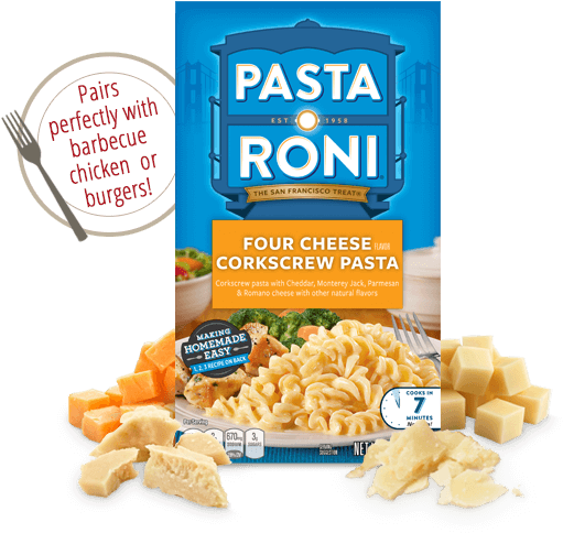 Four Cheese Corkscrew Pasta Flavor - Pasta Roni Parmesan (601x547), Png Download