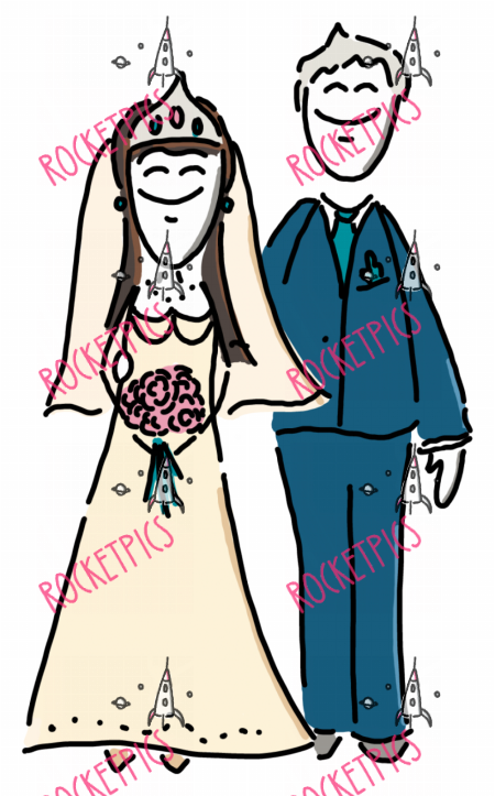 Just Married - Cartoon (450x723), Png Download