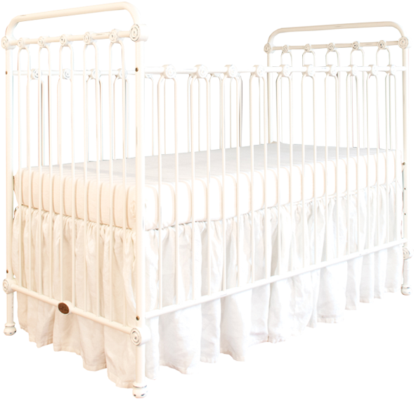 Joy Baby Crib Distressed White (600x576), Png Download