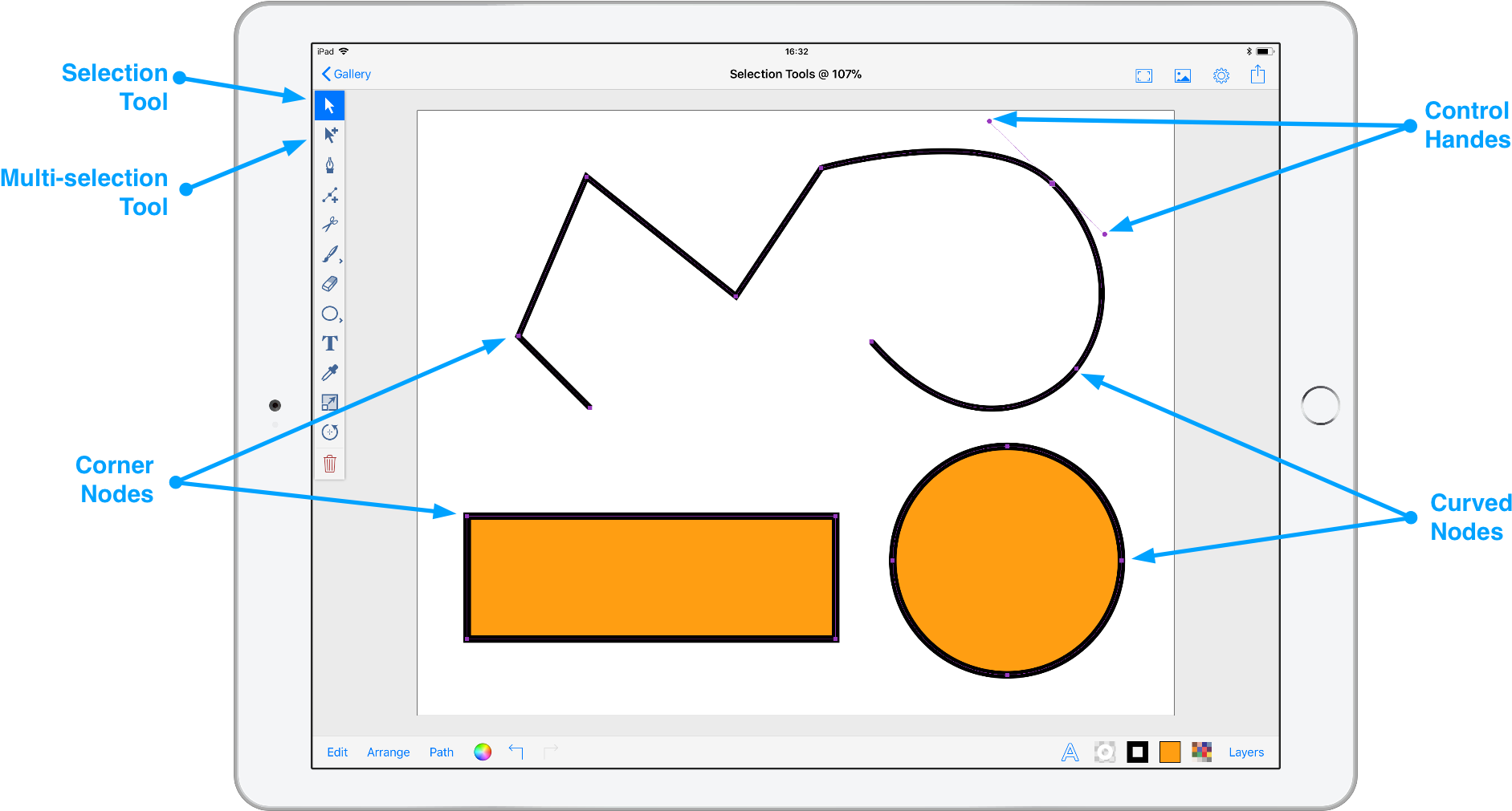 Inkpad Selection Tools And Vector Anchors - Diagram (2000x1010), Png Download