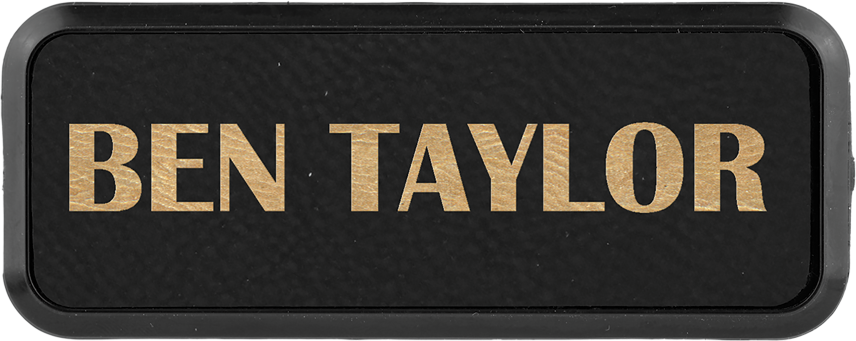 Black & Gold Leatherette Round Corner Name Badge With - Label (1800x1800), Png Download