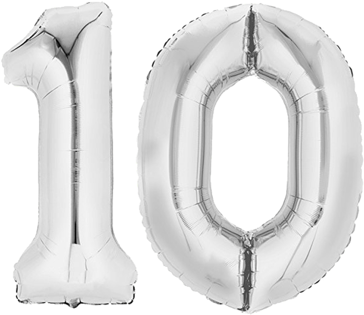 Cumpleaños De Globos De Papel Globo 80 Cm Plata Letras - 10 Ballon (768x768), Png Download