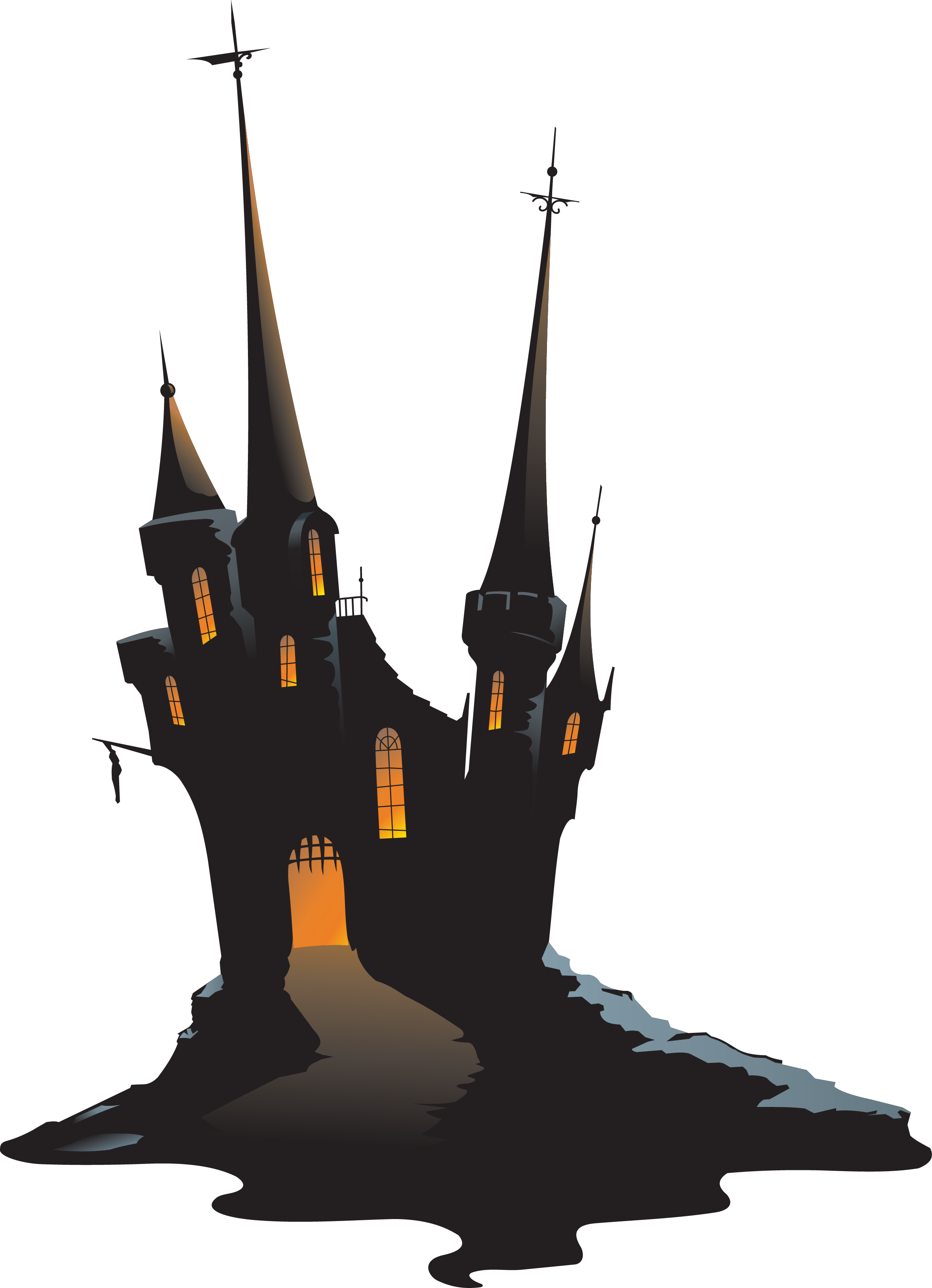 Haunted House Clipart Haunted Castle - Haunted Castle Silhouette Png (2353x3251), Png Download