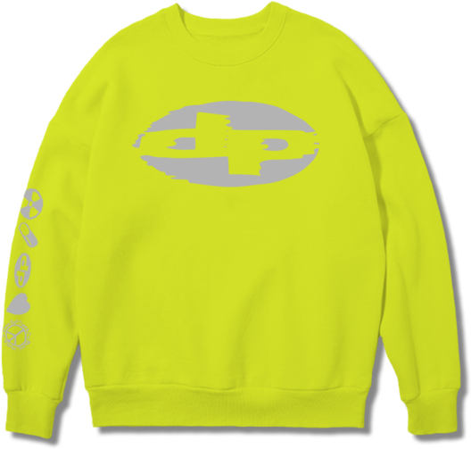 Reflective Fluro Yellow Sweat Shirt - Long-sleeved T-shirt (600x557), Png Download