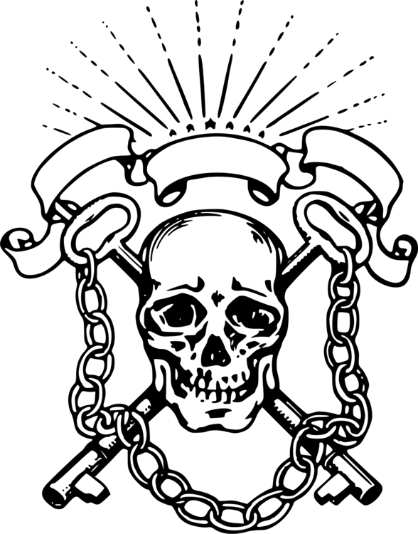 Skull & Keys Computer Keyboard Drawing Computer Icons - Skull And Keys (588x750), Png Download