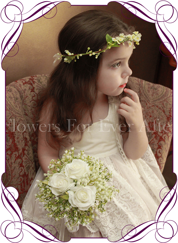 Silk Artificial White Wedding Flower Girls Posy Bouquet - Bridesmaid Peony And Roses Bouquets (608x822), Png Download