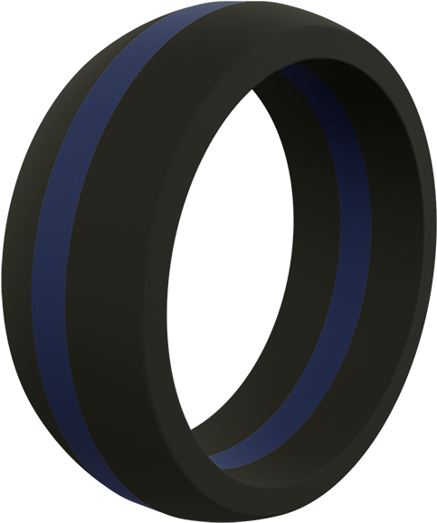 Men's Thin Blue Line Silicone Ring - Ring (900x900), Png Download