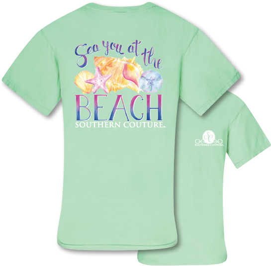 Southern Couture Sea You At The Beach Seashells Comfort - Active Shirt (576x644), Png Download