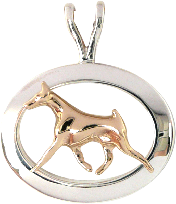 14k Gold Or Sterling Silver Doberman Pinscher In Glossy - Locket (900x921), Png Download